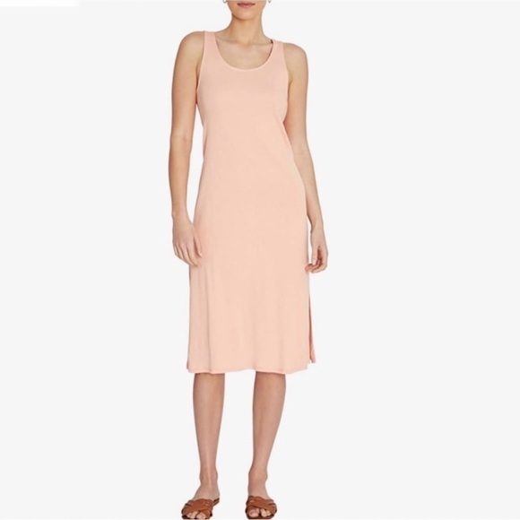NWT Three Dots Peach Cotton Sleeveless Midi Dress - Picture 1 of 6